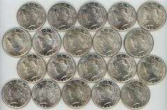 Choice BU Roll of 20 1922 Peace Silver Dollars