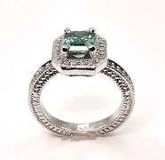 Beautiful Russian 3.15 Ct Color Change Lab Simulated Alexandrite and Diamond Ring