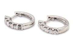 14kt White gold 0.20ctw diamond hoop earrings