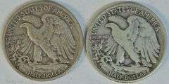 Scarce 1933-S in XF and 1938-D in VF Walking Liberty Half Dollars