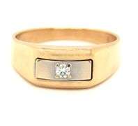 Tasteful 14K Yellow & White Gold Ring with Diamond
