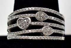 Wide Band CZ Gemstone Ring in Sterling Silver