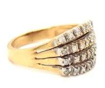 Nice 14k YG 4 Rows of Diamonds Ring