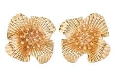 Vintage Tiffany & Co. Flower Omega Back Earrings in 14K