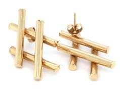 Unusual 14K YG Criss Cross Earrings