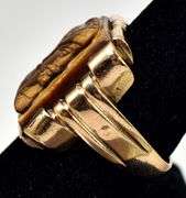 Charming 10K Yellow Gold Tiger's Eye Gemstone Men's Ring