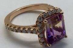 Set of 14K Rose Gold Chain with Diamonds & Bi-color Topaz Pendant & Ring