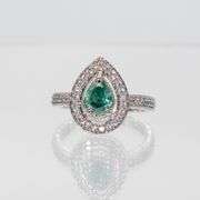 14 Kt White Gold Plate Sparkling 3.15 Ct Emerald Green Blue Lab Simulated Diamond Ring