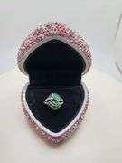 Victorian natural emeralds and diamond accent ring