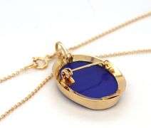 18kt Yellow gold 3 Sister blue Cameo brooch pendant on chain