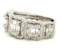 10kt White gold 1.25ctw 5 stone diamond and baguette halo ring