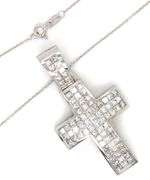 18kt White gold 5ctw Invisible set princess cut diamond cross pendant on chain