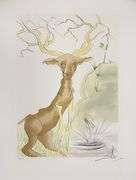 Highly Collectible Salvador Dali Hand-Signed Etching from 'Le Bestiaire de La Fontaine' suite, 1974