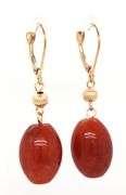 14kt Yellow gold red Jade dangle earrings