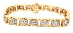 14kt Yellow gold 3.25ctw diamond pave link station bracelet