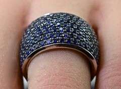 Incredible Wide 18K White Gold Band with Sapphires