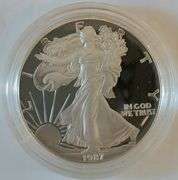 1987-S American Silver Eagle PROOF 1 Oz Silver Coin With Box and COA