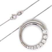 14kt White gold 1ctw diamond Journey circle pendant on chain