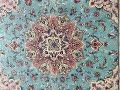 Handmade Square w/Silk Persian Tabriz 6.7x6.8