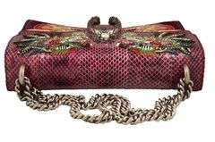 Gucci Purple Snakeskin Dragon Embroidered Medium Dionysus Shoulder Bag