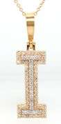 18kt Yellow gold diamond leather I pendant on chain