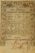 Choice Unc plus Rhode Island 1786 5 Shilling Colonial Note.