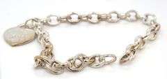 Tiffany & Co oval link bracelet  and enamel heart shaped charm