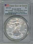 2021-(S) $1 PCGS-MS70 American Silver Eagle First Strike-T1 Emergency Issue
