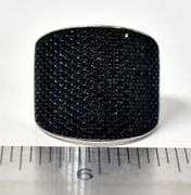 Wide Band Black Spinel Gemstone Ring in Sterling Silver