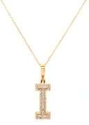 18kt Yellow gold diamond leather I pendant on chain
