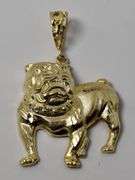 Mighty 10K Yellow Gold Bull Dog Pendant