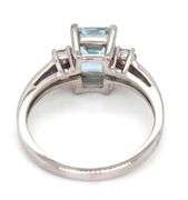 14kt White gold 1.45ct Emerald cut Aquamarine and 0.20ctw diamond ring
