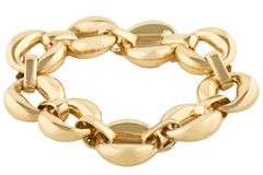 Italian Turquoise Cabochon Accented Open Oval Link Bracelet in 14K