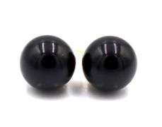 Set of black onyx beaded necklace, bracelet and stud