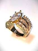 Ladies Sparkling 14 Kt Yellow Gold Plated 4.65 Ct Marquis Cut Lab Simulated Diamond Ring