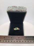 Victorian natural emeralds and diamond accent ring