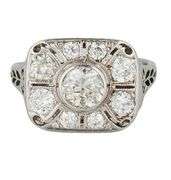 Vintage 1.00ctw Diamond Milgrain Art Deco Heirloom Ring in 14K