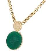 Multi Colored Carved Intaglio Station Pendant Necklace in 14K