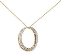 0.66ctw Diamond Interlocking Two Tone Oval Pendant Necklace in 14K