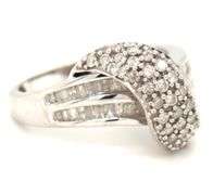 Nicely Styled 10K WG Baguette & Round Diamond Ring