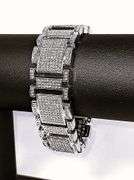 Huge 120 Gram Sparkling 18 Kt White Gold Plated Saratoga Link Bracelet