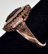 Brown and Clear Gemstone Ring in Rose Gold Vermeil 925 Sterling Silver