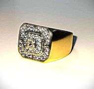 Men's 14 Kt Gold Plate 5.75 Cttw. Lab Simulated Diamond Ring.