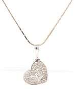 18kt White gold LV diamond heart shaped pendant on Italian chain necklace