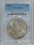 Much better Gem BU 1888 Morgan Silver Dollar. PCGS MS65