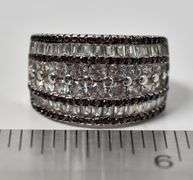 CZ Gemstone Wide Band Ring in Sterling Silver