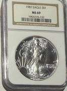 Frosty 1987 NGC MS 69 Silver Eagle.