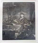 Rare Collectible Etching by Rembrandt, The Goldweigher