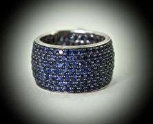 Incredible Wide 18K White Gold Band with Sapphires