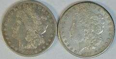 Upper end 1883-S and 1889-S Morgan Silver Dollars